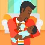 Man feeding baby.